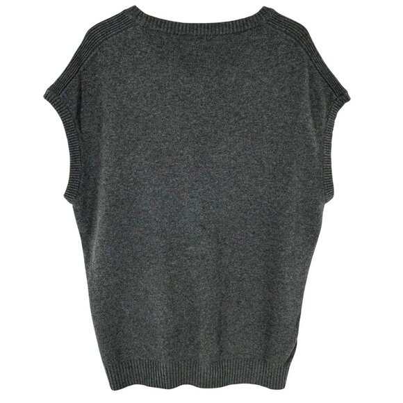 Milly Charcoal Gray Cashmere Blend Leather Trim Pockets Tunic Sweater Size M - Picture 3 of 5